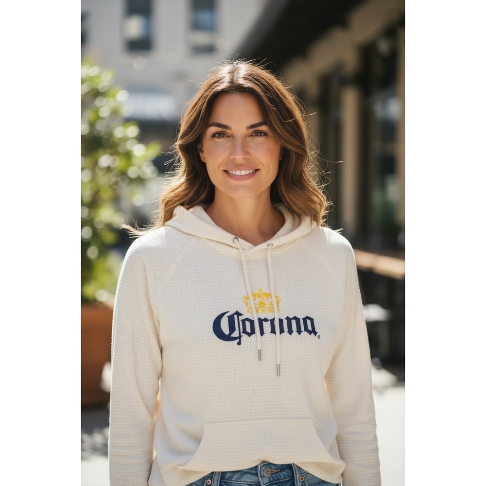 Corona Extra Beer Logo OVERSIZED Hoodie Pullover Sweatshirt SZ XS Made In MX